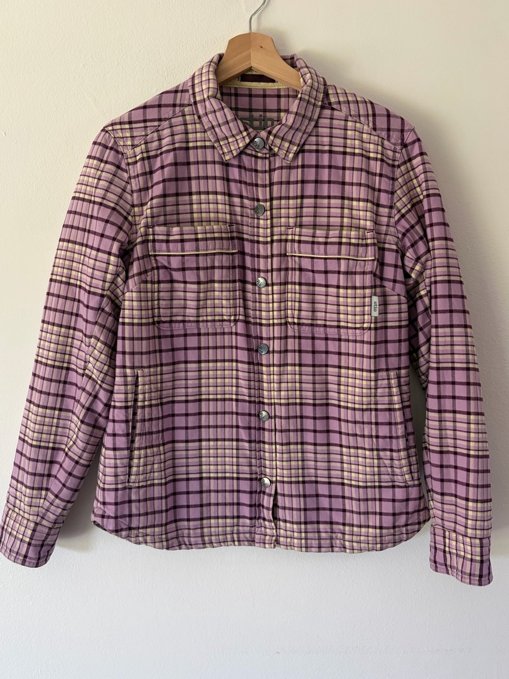 Stio Lavender Plaid Thermore Insulated Organic Cotton Button Front Shacket Small